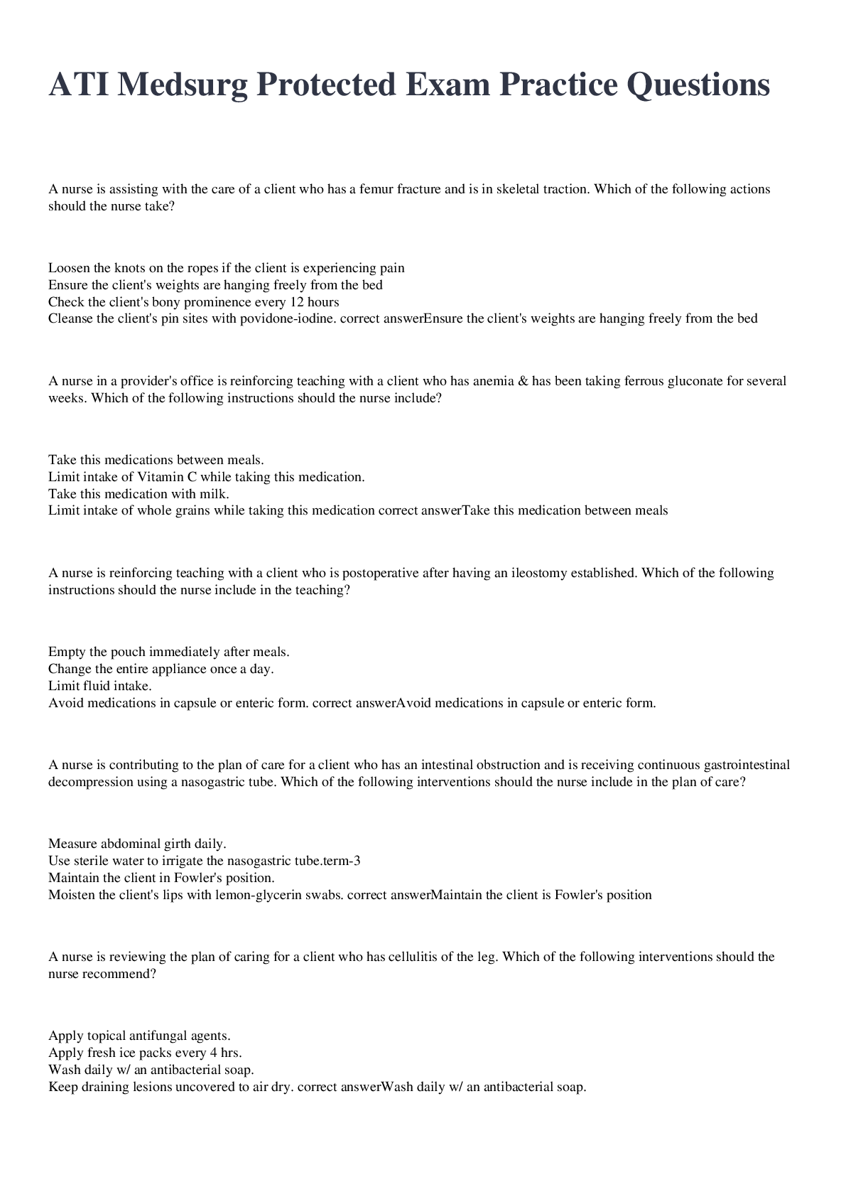 Preview image for ATI Medsurg Protected Exam Practice Questions (Answered) Graded A+. 2022